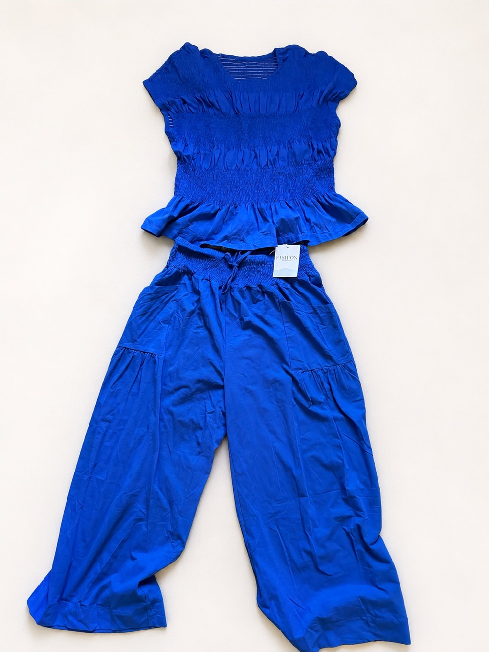 NWT Royal Blue 2-Piece Smocked Set – Size Small (Runs Generously)